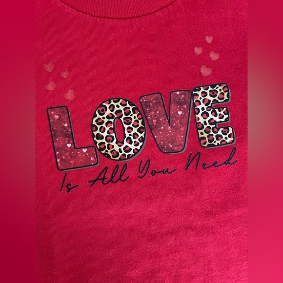 Gildan Heavy 100% Cotton Valentine’s Day Love Red Short Sleeve T-Shirt Girl’s 3T - Picture 8 of 15
